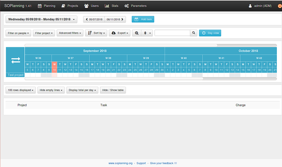 Панель управления SoPlanning