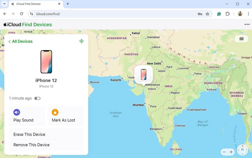 Скриншот процесса отключения украденного iPhone через Find My