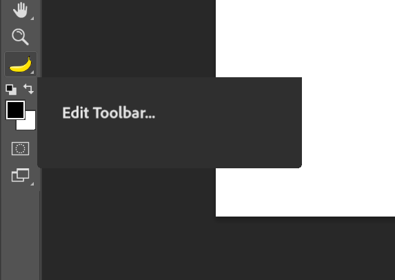 Подсказка для значка банана в Photoshop.