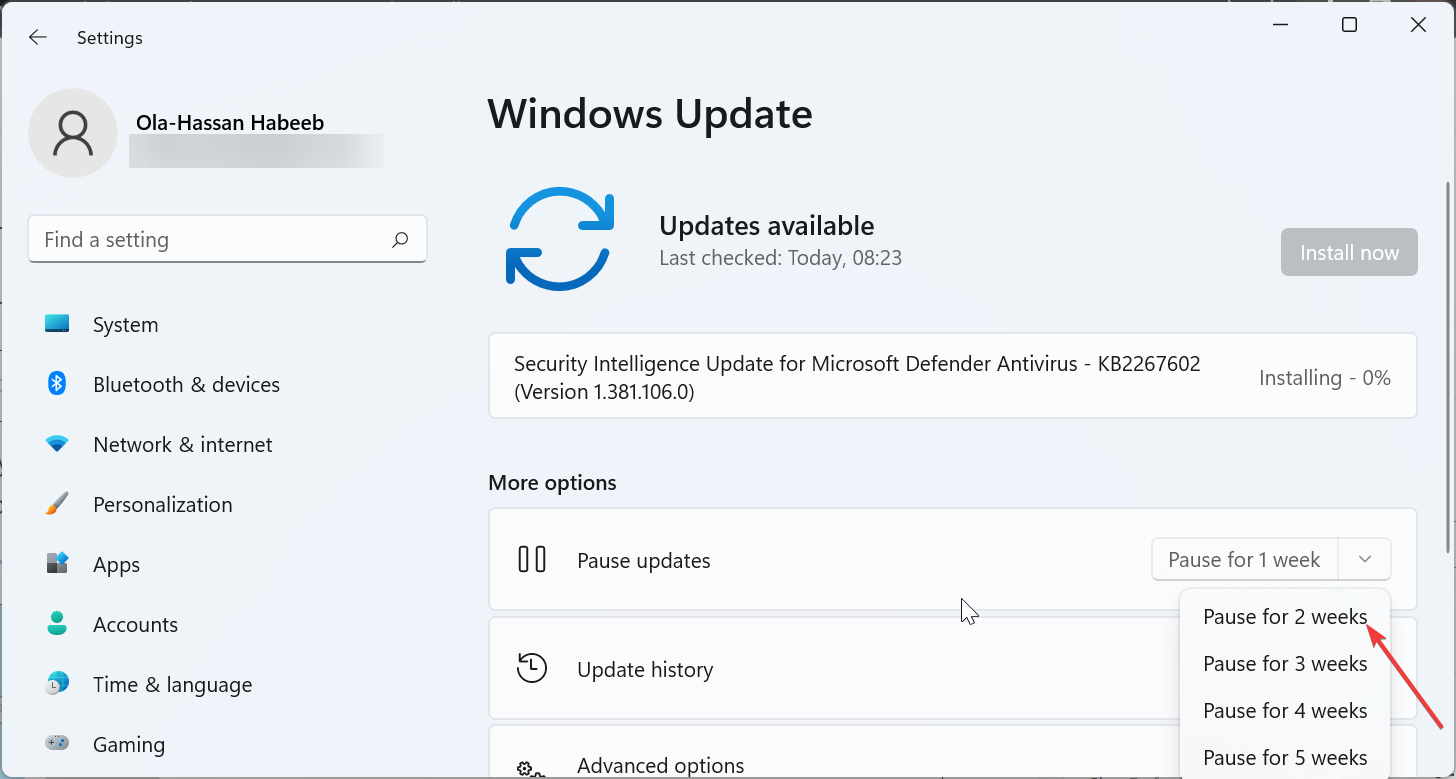 Настройка приостановки обновлений в Windows 11