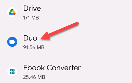 Выбор приложения из списка всех приложений.