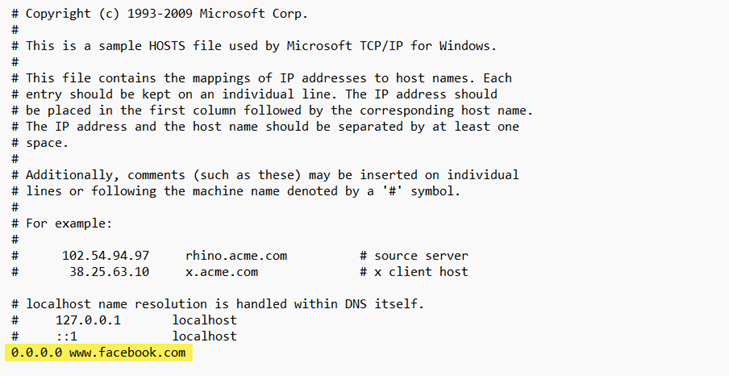 Добавьте IP 0.0.0.0 и URL в Hosts