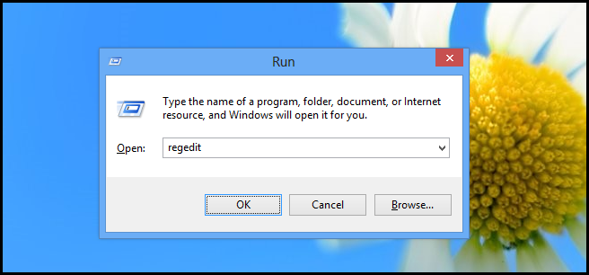 Окно Выполнить с командой regedit