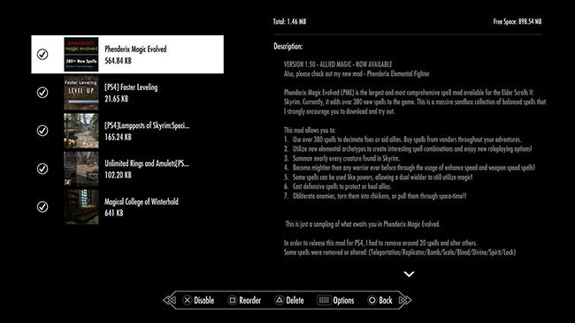 Экран управления порядком загрузки модов