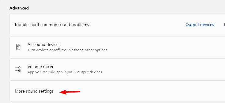Дополнительные параметры звука в Windows 11