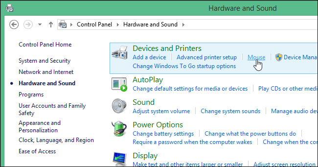 Окно свойств мыши с секцией ClickLock и кнопкой «Параметры»