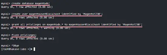 Создание базы и пользователя MySQL