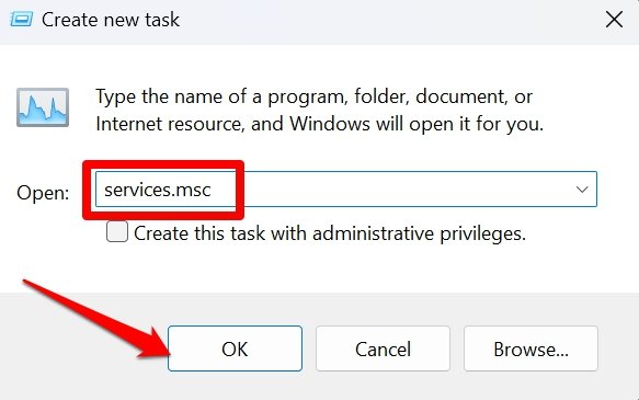 Открытие оснастки служб Windows