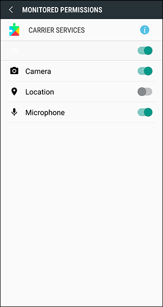 Список приложений с возможностью добавить в игнор-лист