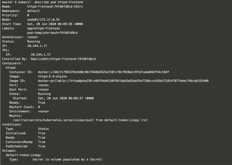Описание Pod: kubectl describe pod