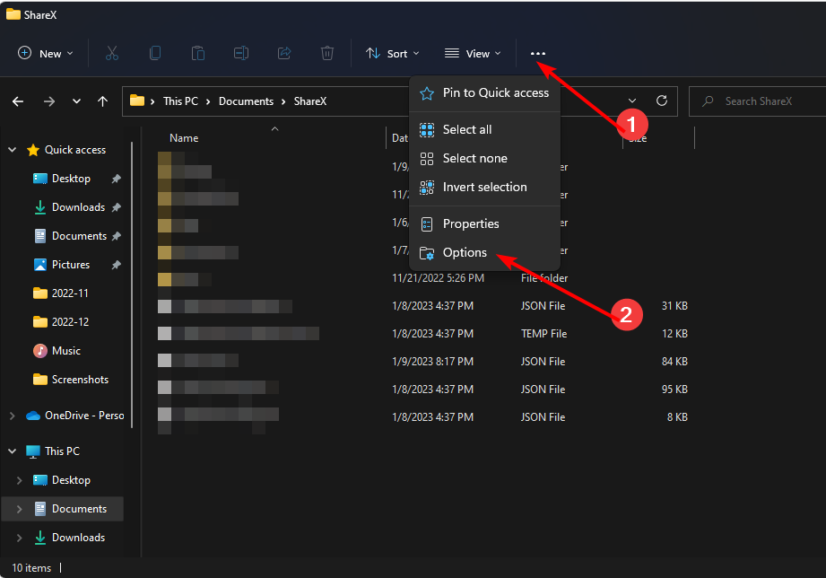 Меню с тремя точками в Проводнике — Параметры