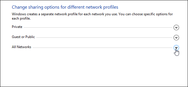 Окно настроек с развернутым разделом «Все сети»