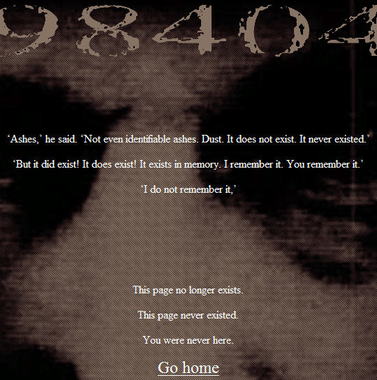 Эскиз 404 страницы с отсылкой к роману 1984