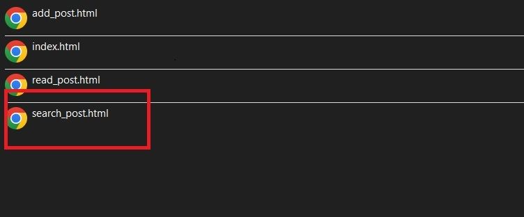 Папка с четырьмя HTML‑файлами, включая search_post.html