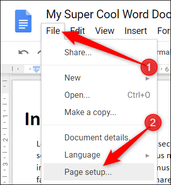 Ориентация страницы в Google Документах