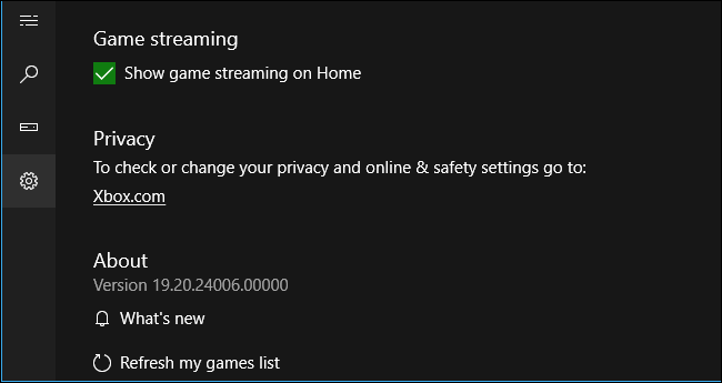 Ссылка Xbox.com в разделе конфиденциальности приложения