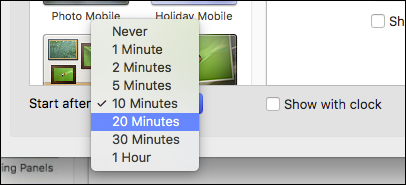 Диалог настройки горячих углов для запуска заставки и других действий