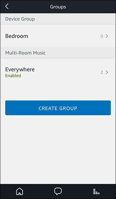 Скриншот списка созданных групп в приложении Alexa