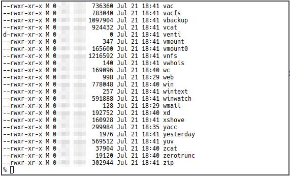Пример вывода ls в rc