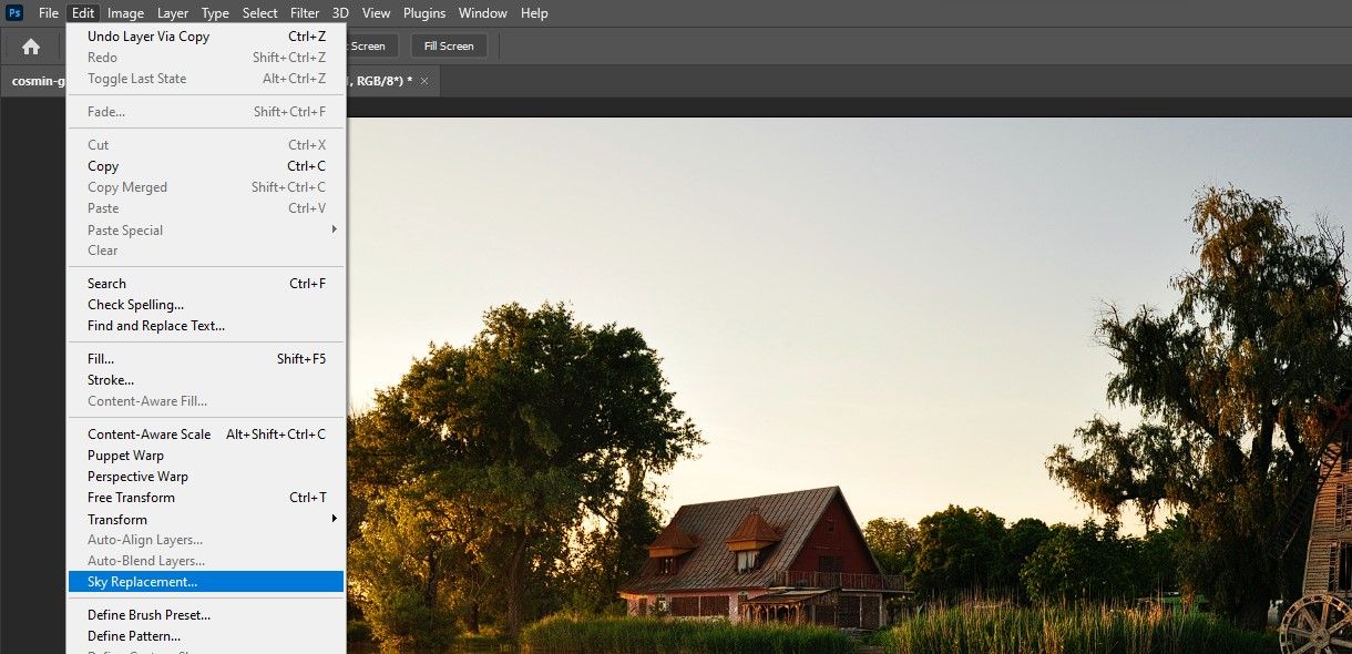 Шаг 2 Edit Sky Replacement