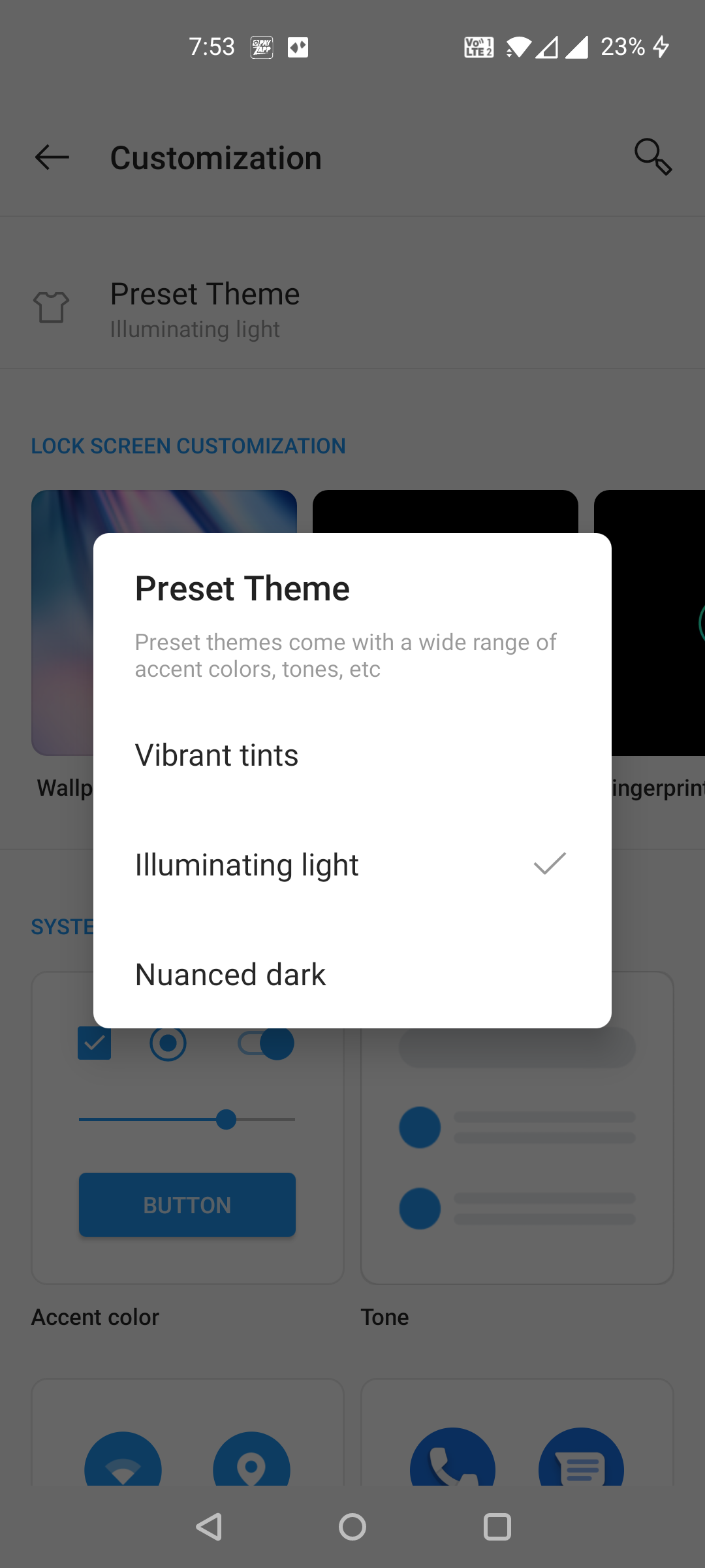 Включение тёмной темы в настройках