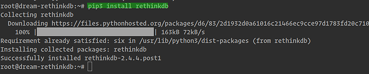 Установка Python-драйвера rethinkdb через pip3