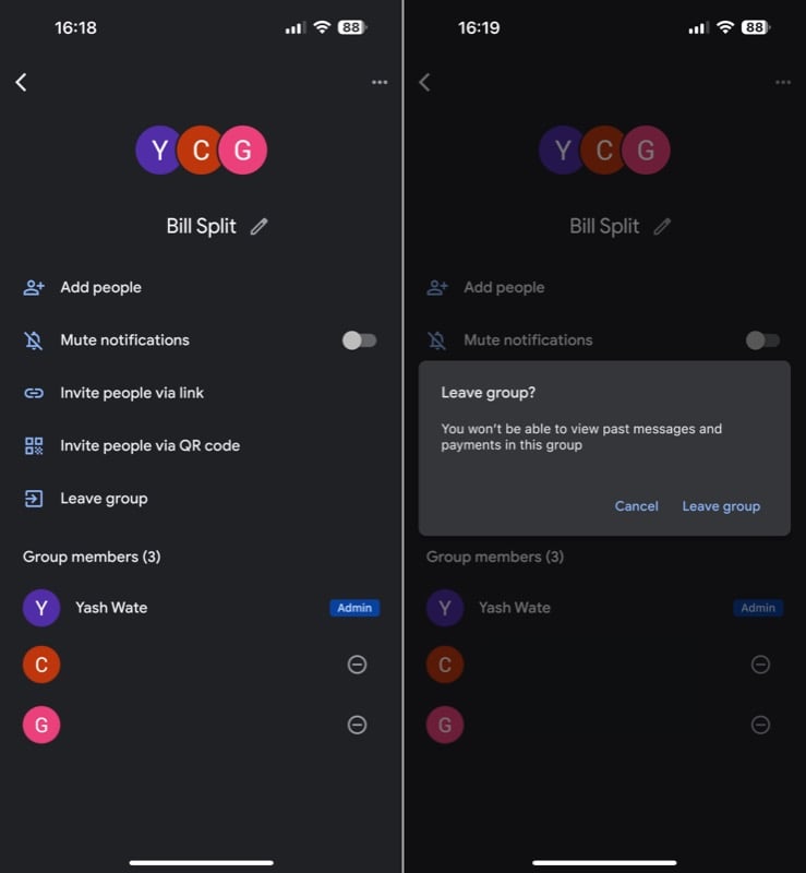 выйти из google pay группы
