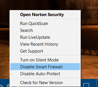 Контекстное меню антивируса со страницей отключения