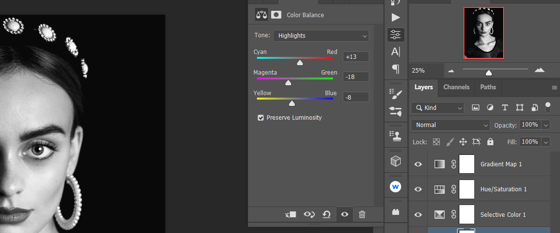 Примеры значений Color Balance