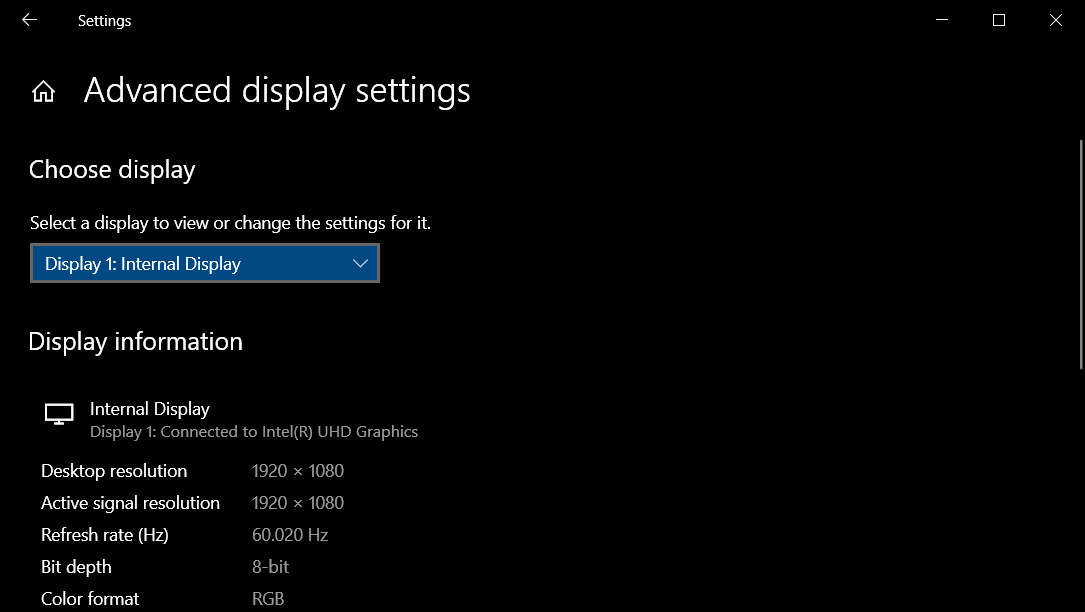 Параметры дополнительных дисплеев в Windows 10