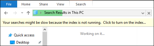 Предупреждение Windows о отключённом поиске