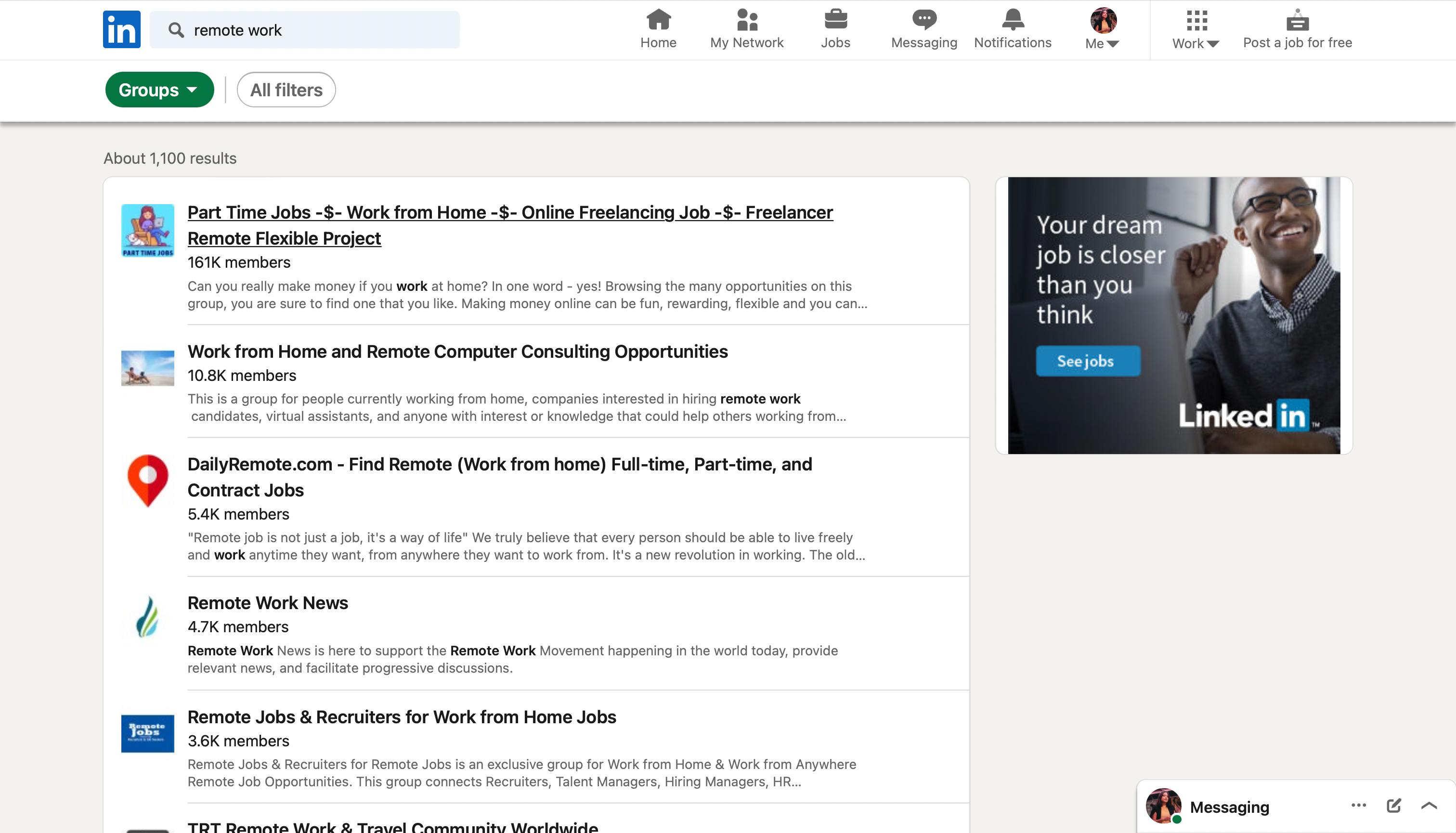 Список групп на LinkedIn