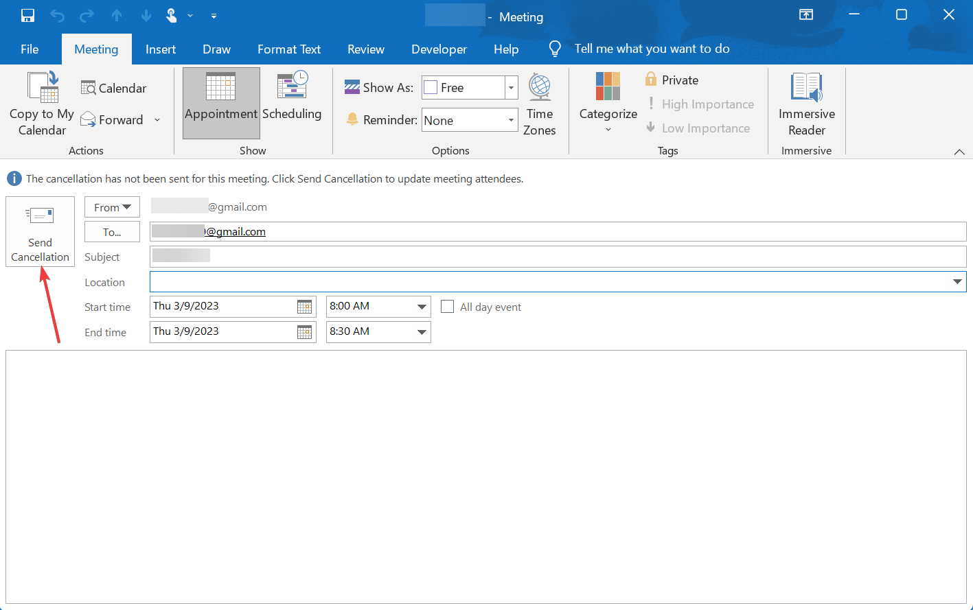 окно обновления участников с кнопкой 'Отправить уведомление об отмене'