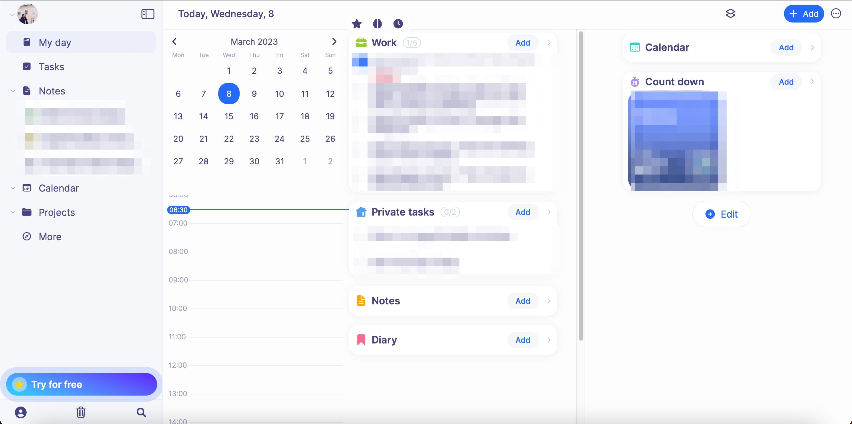 Рабочие и личные задачи в Brite