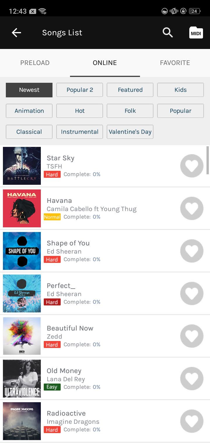 песни в perfect piano