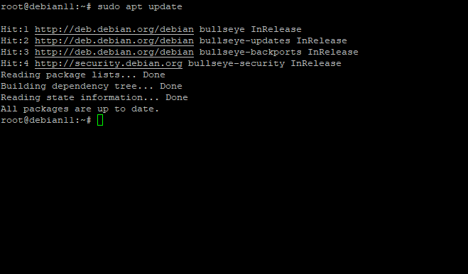 Вывод apt update на Debian 11