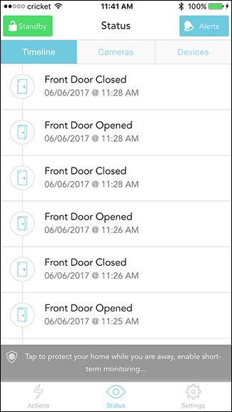 Главный экран с таймлайном событий после настройки