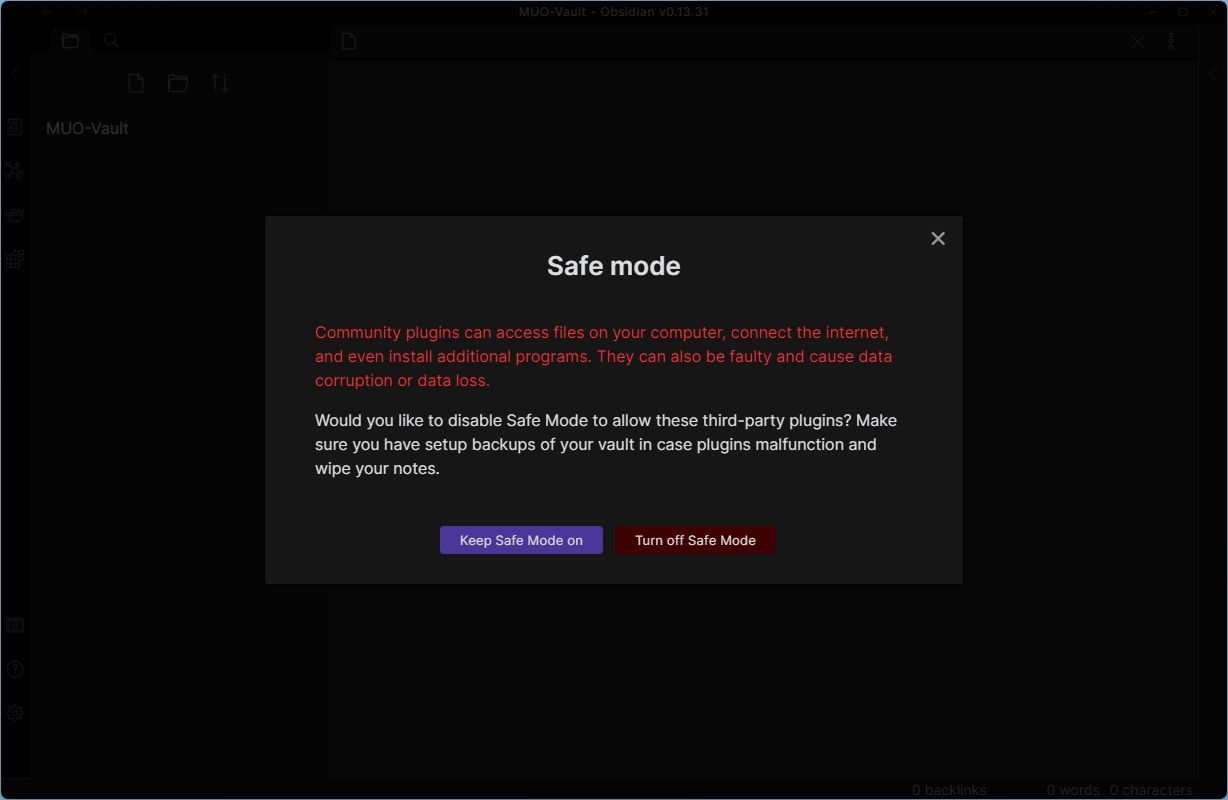 Подтверждение отключения безопасного режима для установки сторонних плагинов