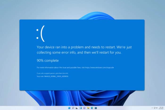Risolvi INVALID_KERNEL_STACK_ADDRESS su Windows