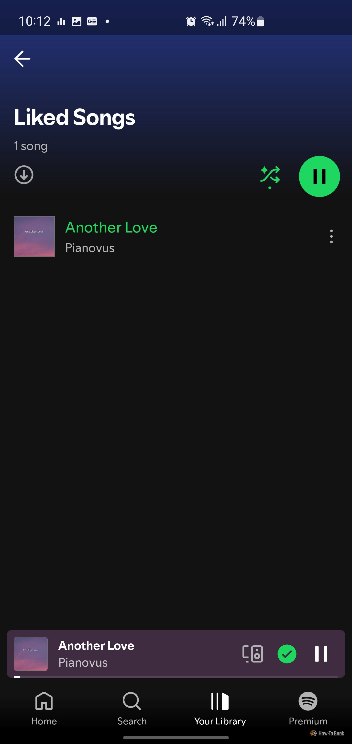 Плейлист «Понравившиеся» (Liked Songs) в приложении Spotify