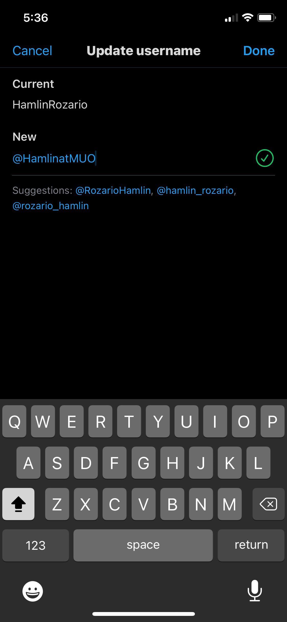 Подтверждение изменения имени пользователя в мобильном приложении