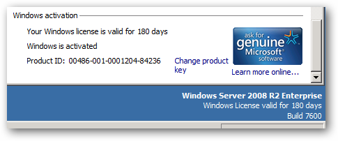 Окончательная статусная страница активации на 180 дней