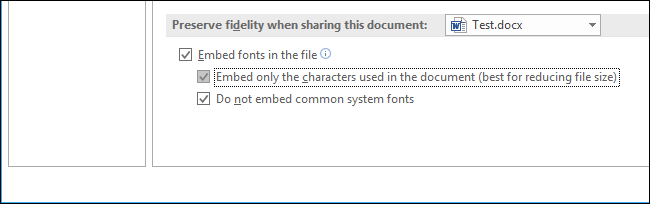 Скриншот опций подмножества символов и исключения системных шрифтов