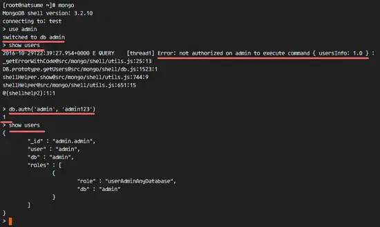 Настройка аутентификации MongoDB