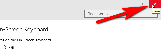 Закрытие окна Параметры в Windows 10
