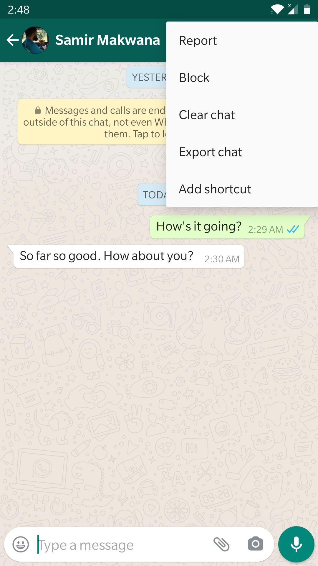 Экспорт чата WhatsApp на Android