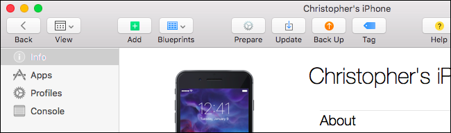 Изображение: подготовка устройства в Apple Configurator для режима Supervised