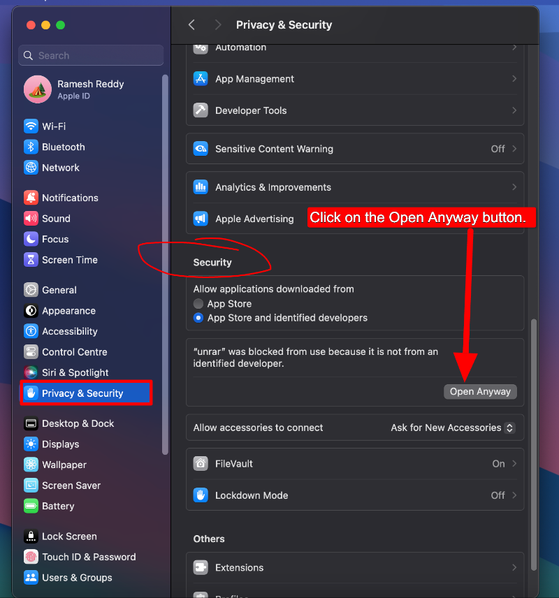 Устранение проблем с безопасностью для WinRAR на macOS