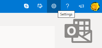 кнопка настроек в Outlook Web