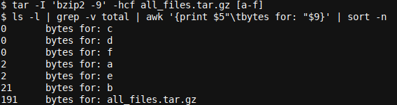 Пример сжатия bzip2 -9